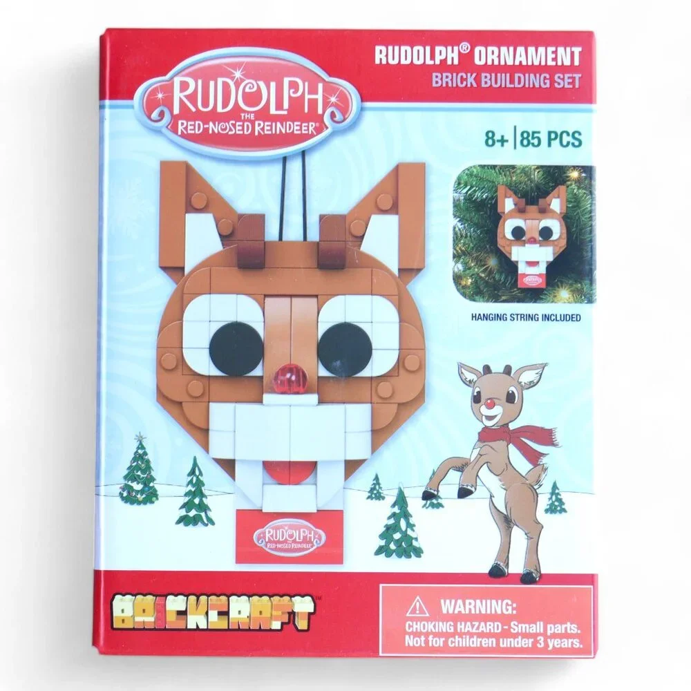 BRICKCRAFT Rudolph the Red-Nosed Reindeer Building Block Kit Christmas Ornament